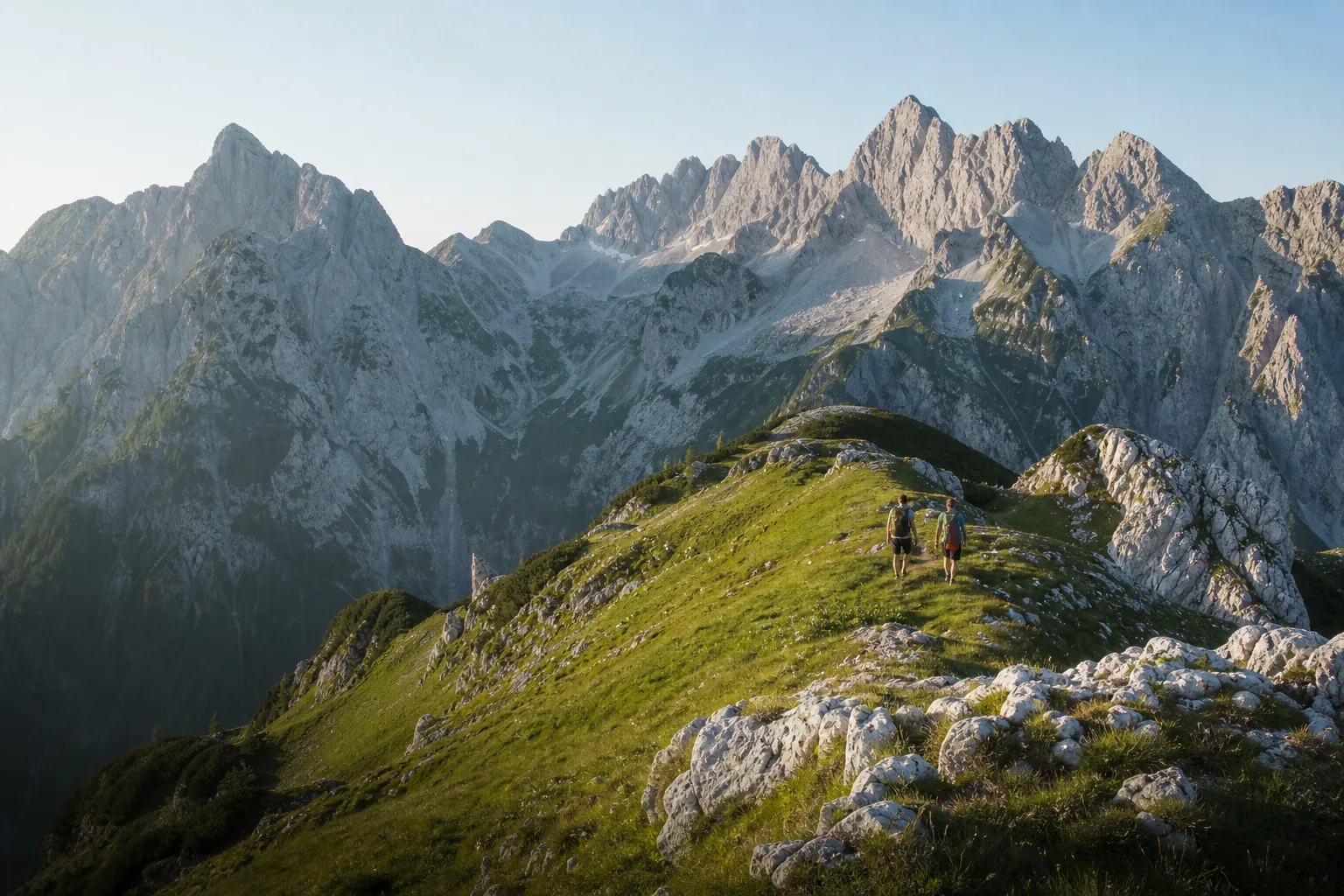 Hiker walking a mountain trail with a backpack