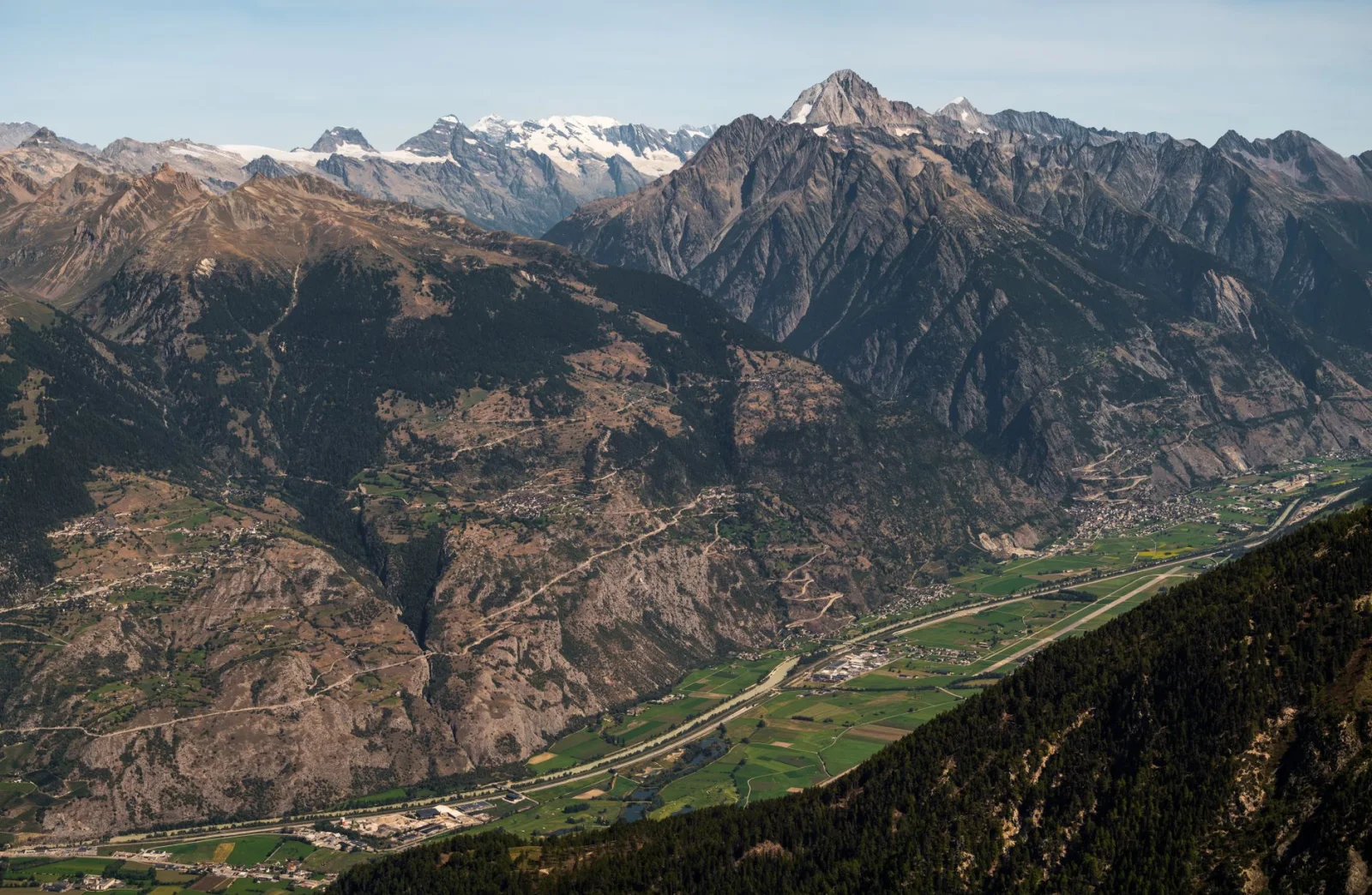 Panoramic view of Anniviers valley in Switzerland
