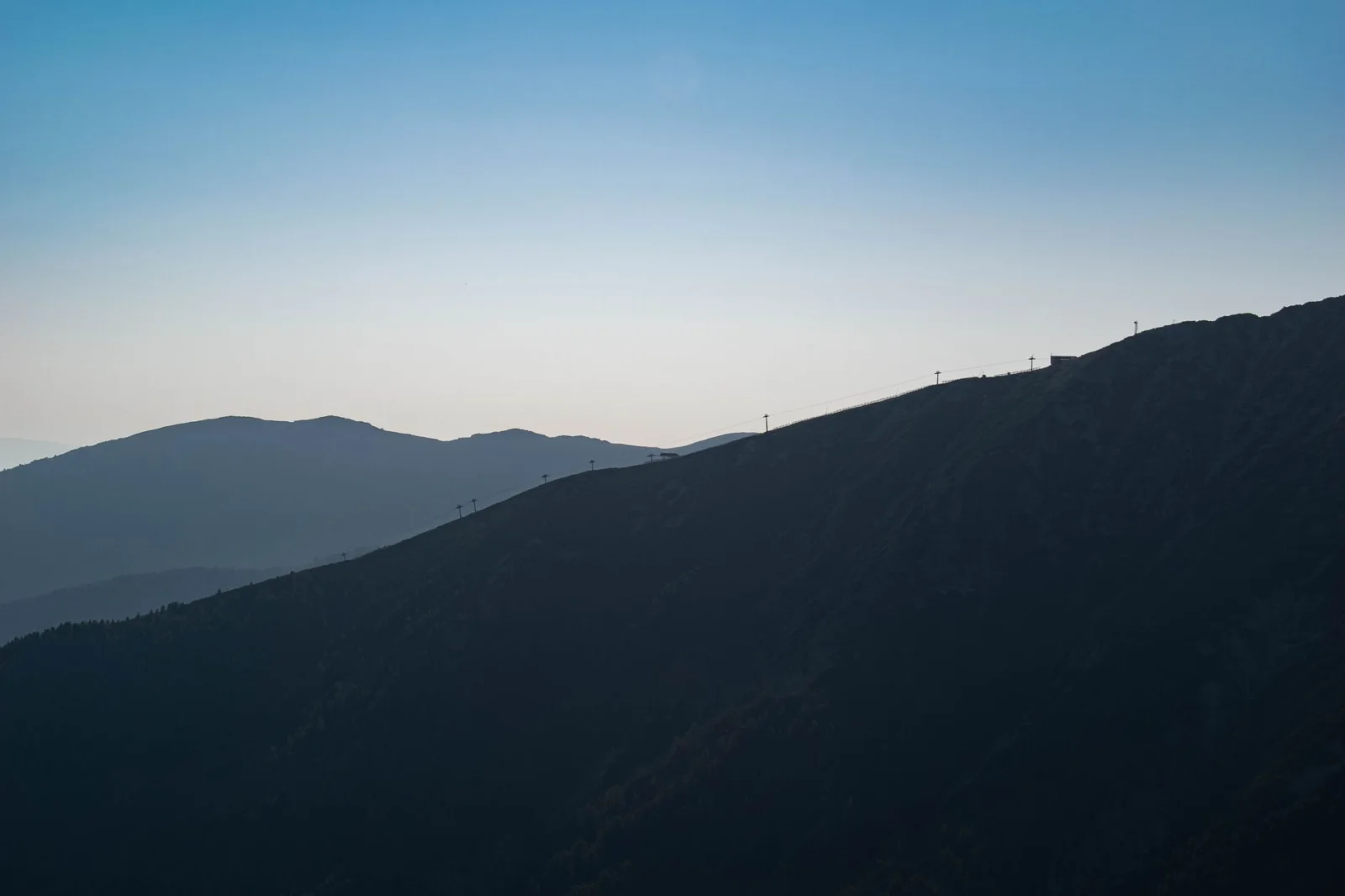 Mountain silhouette above Bansko in Bulgaria