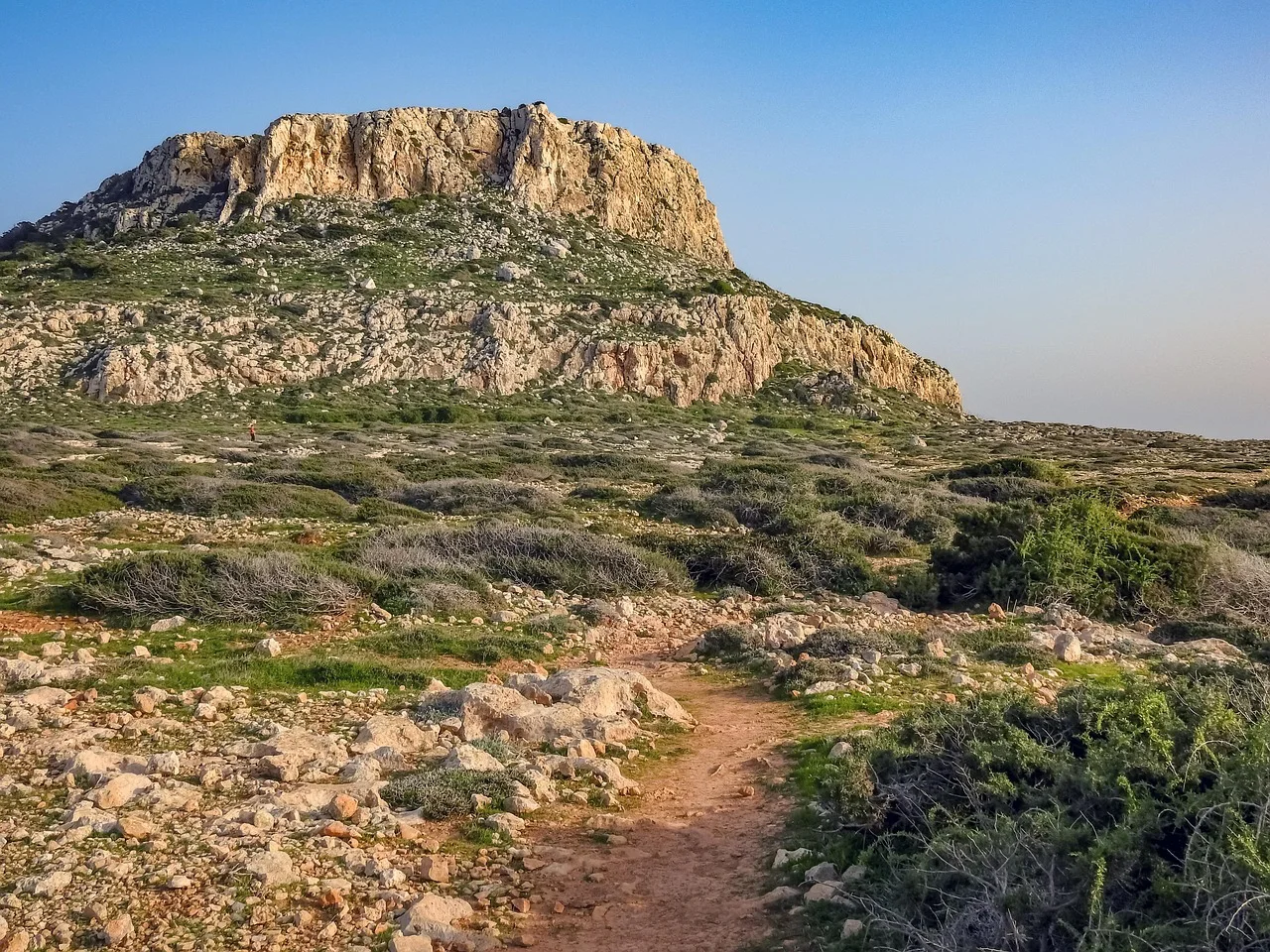 Coastal trail with rocky terrain at Cape Greco, Cyprus