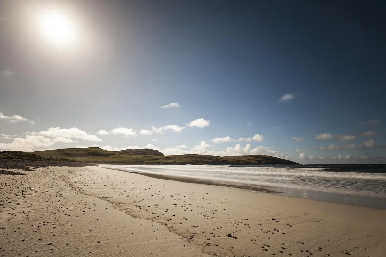 Atlantic beach and moorland on the Hebridean Way