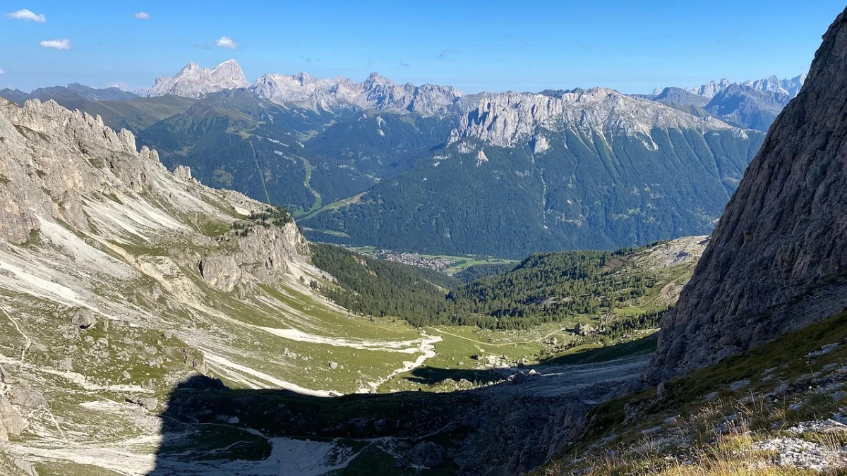 High mountain valley and walking terrain in Val di Fassa
