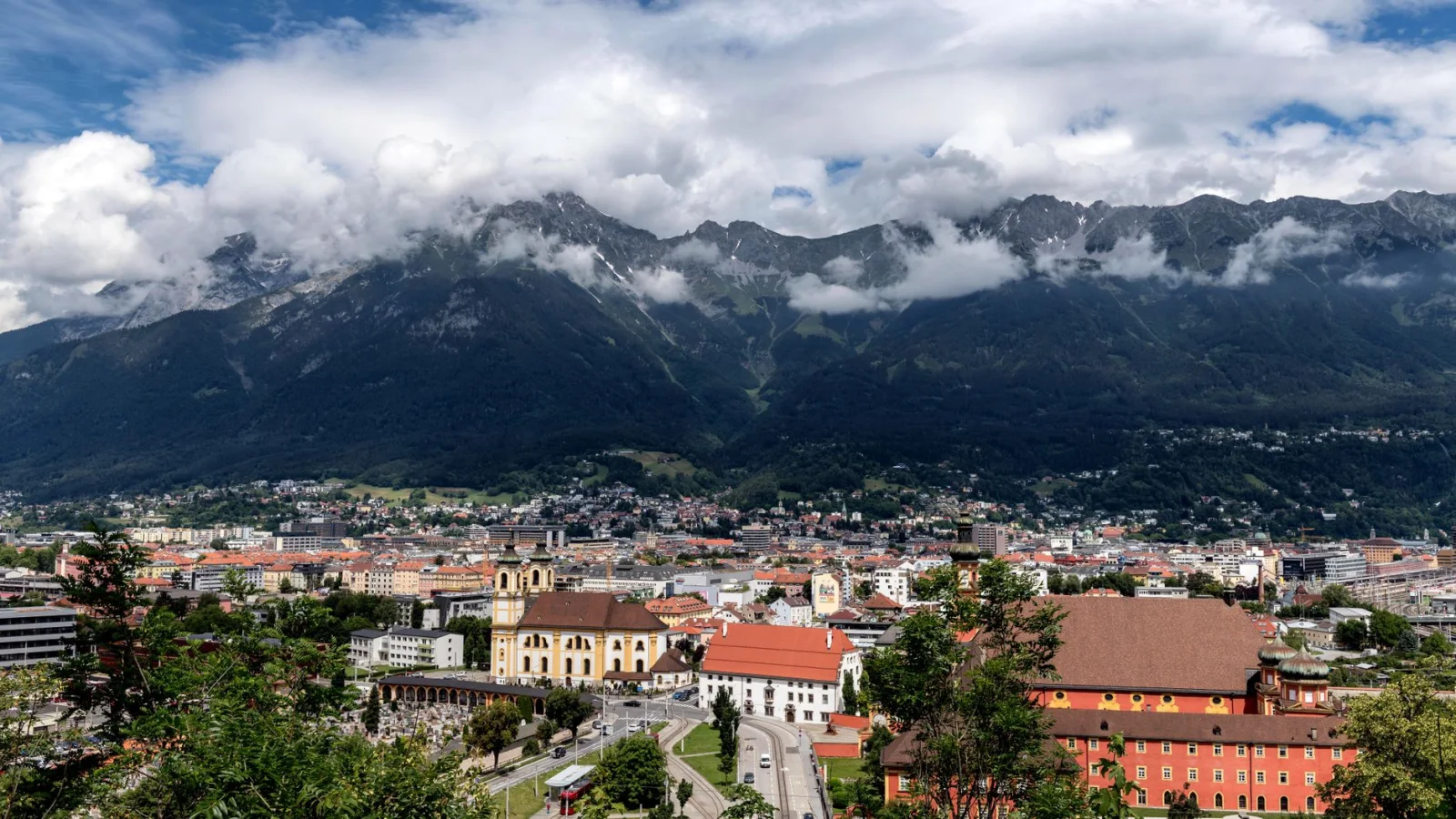 Innsbruck framed by the Tyrolean Alps