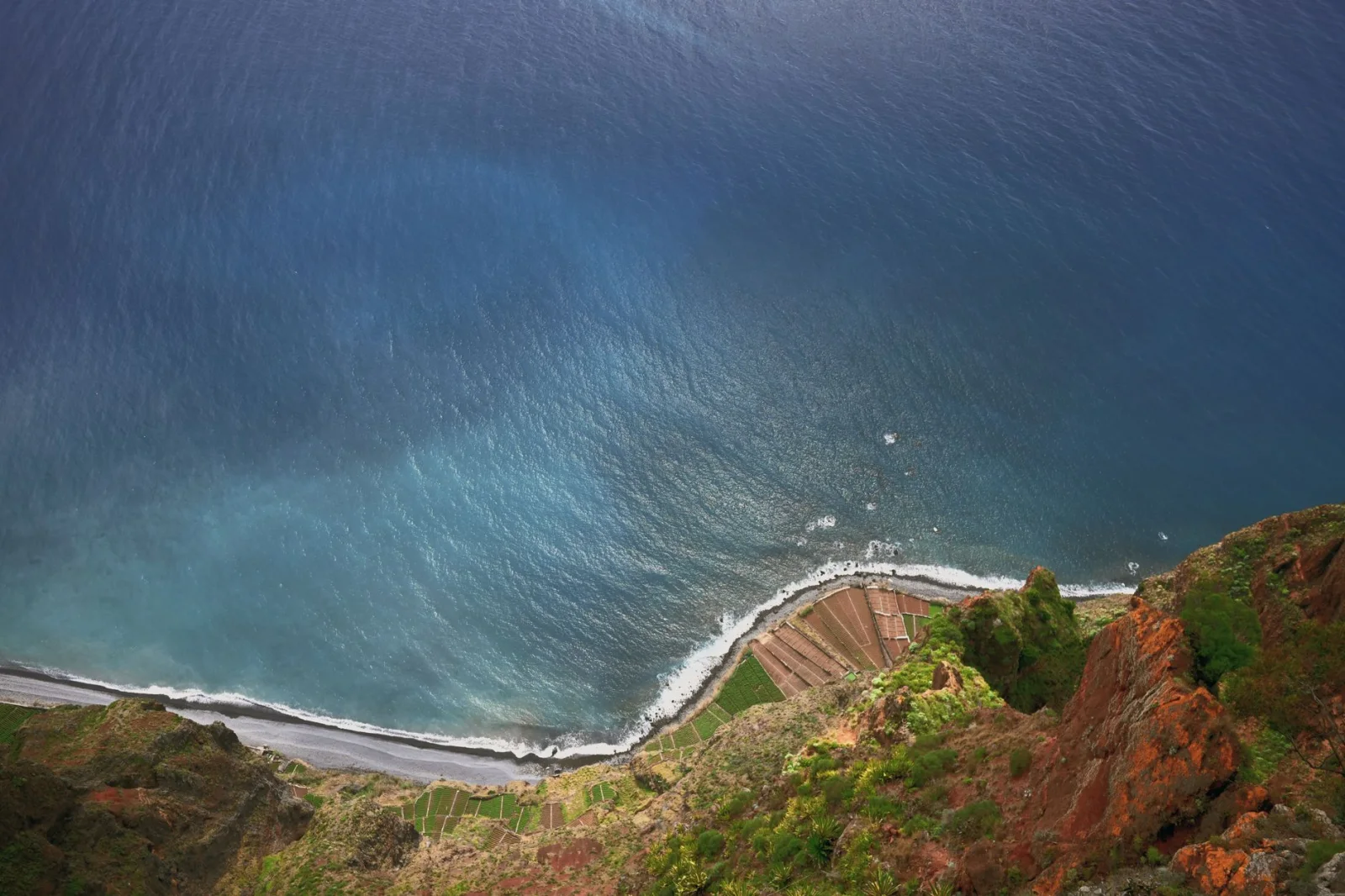 Aerial view of dramatic cliffs on Madeira Island