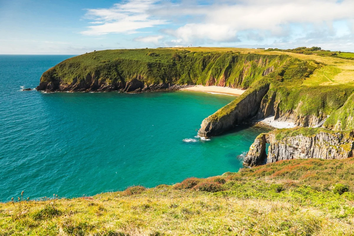 Rugged cliffs and coastline along the Pembrokeshire Coast Path, Wales