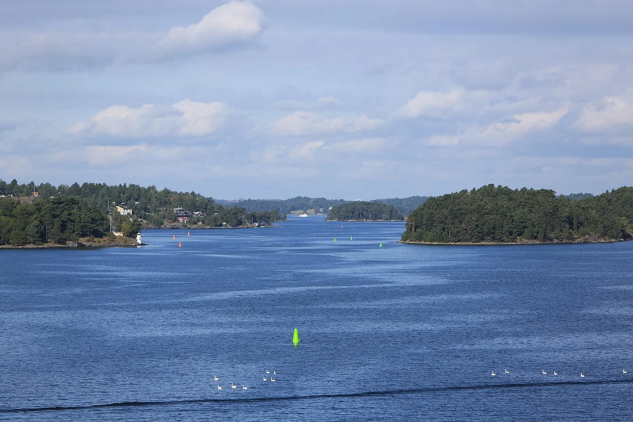 Granite shoreline and pine forest on the Stockholm Archipelago Trail