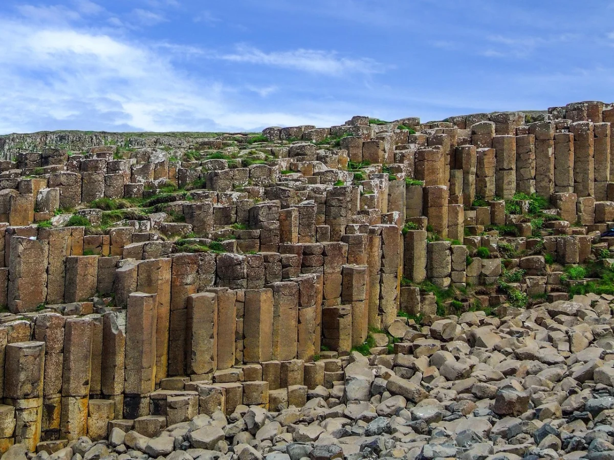 The basalt columns of the Giant's Causeway on the Causeway Coast Way, Northern Ireland